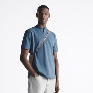 Zara band collar shirt with front button closure size large NWT